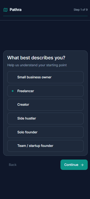 Pethra onboarding question screen